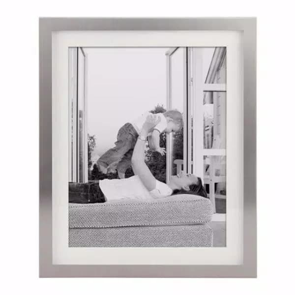 Stonebriar Collection Silver Metal Shadow Box Picture Frame Set, 5-Piece Gallery Wall Decor with White Mats
