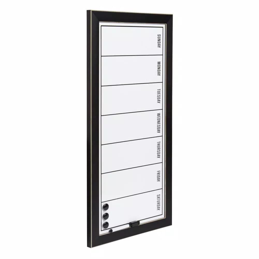 DesignOvation Wyeth Magnetic Dry Erase Weekly Calendar Memo Board with Frame