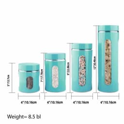 Unbranded Essence Collection 4-Piece Turquoise Stainless Steel Canister Set thumbnail 3