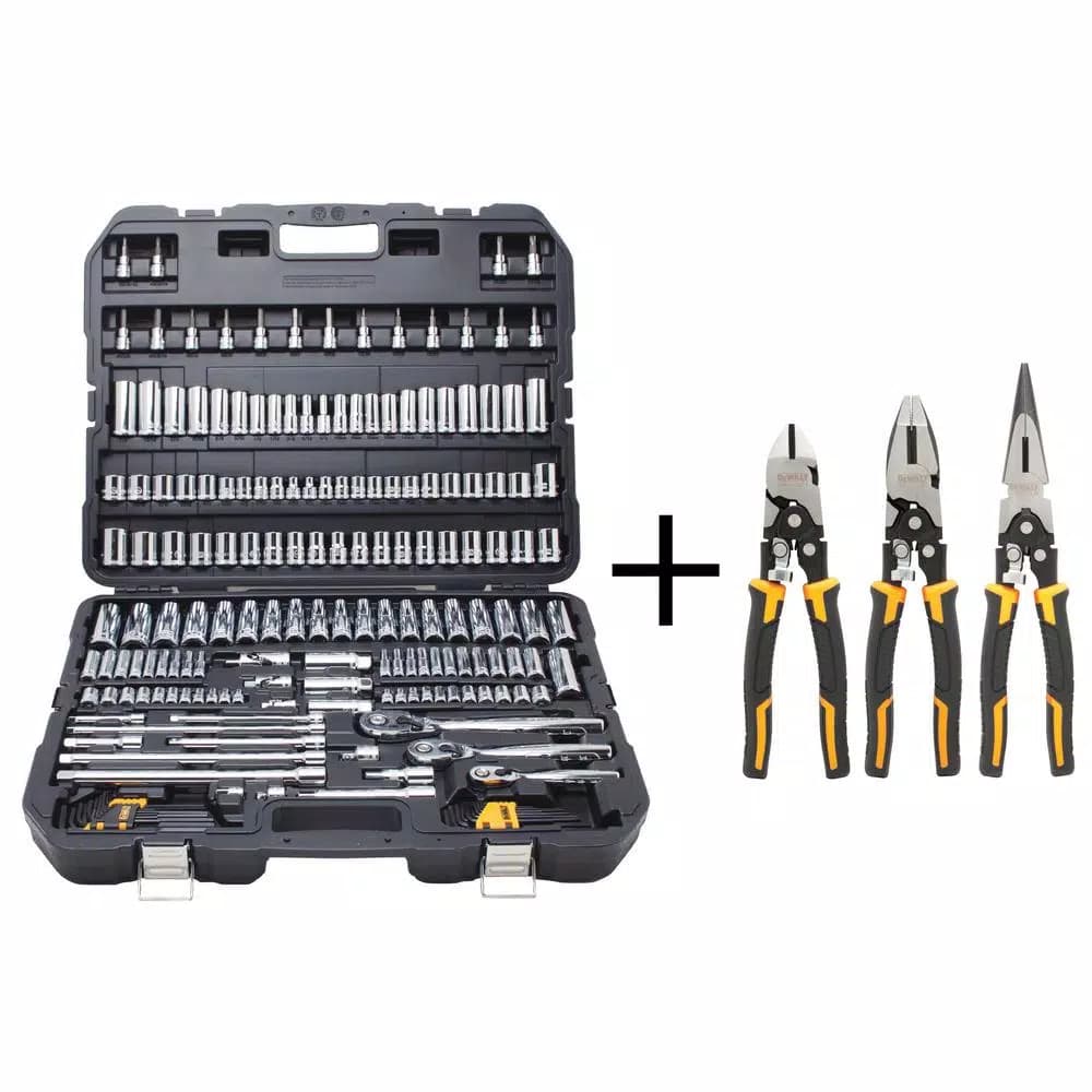 DEWALT 195-Piece Mechanics Tool Set with 3-Piece Compound Pliers Set