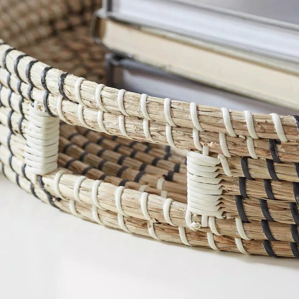 Home Decorators Collection Seagrass Wicker Round Decorative Trays, Set of 2