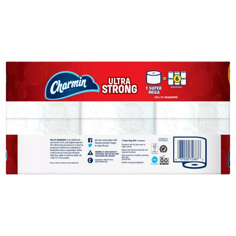 Charmin Ultra Strong 2-Ply Toilet Paper, 12 Super Mega Rolls