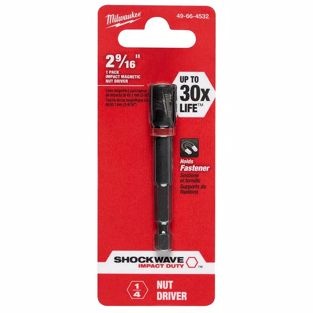 Milwaukee SHOCKWAVE 1/4 in. x 2-9/16 in. Magnetic Nut Driver, Impact Duty