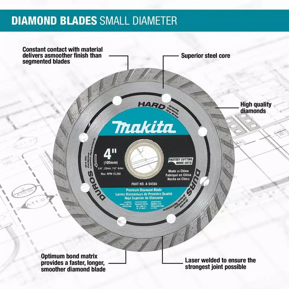 Makita 4-1/2 in. Turbo Rim Diamond Blade, 2-Pack