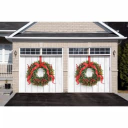 My Door Decor 7 ft. x 8 ft. Christmas Wreath Garage Door Banner Mural thumbnail 2