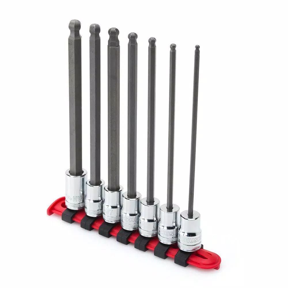 Husky 14-Piece 3/8 in. Drive Long Ball-End Hex Bit Socket Set, SAE and Metric