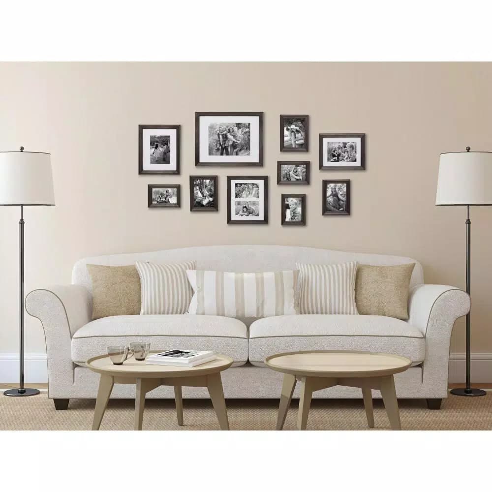 Kate and Laurel Bordeaux Charcoal Gray Wood Gallery Wall Picture Frame Set, 10-Piece