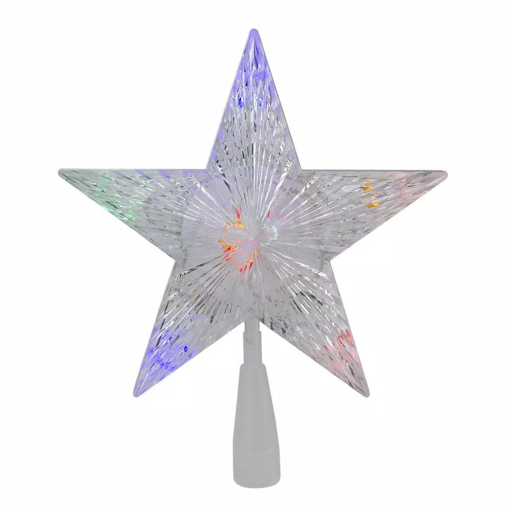 Northlight 10 in. LED Lighted 5-Point Star Christmas Tree Topper with 10 Multi-Color Bulbs