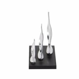 LITTON LANE 9 in. Stylized Sailboat Decorative Sculpture - Polished Silver Aluminum on Black Wood Base thumbnail 2