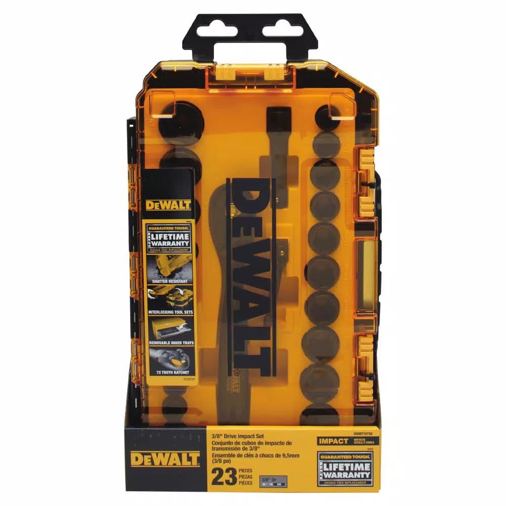 DEWALT 23-Piece 3/8 in. Drive Combination Deep Impact Socket Set with 72-Tooth Ratchet