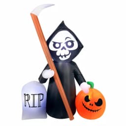Unbranded 5.5-ft. Inflatable Reaper and Pumpkin Halloween Scene with Tombstone thumbnail 1