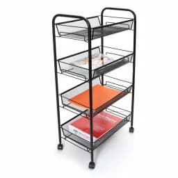 Mind Reader 4-Shelf Rolling Black Metal Mesh Storage Cart thumbnail 3