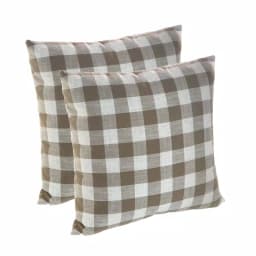 Unbranded Liza Taupe Buffalo Check Plaid Throw Pillows, 18 in. x 18 in. (Set of 2) thumbnail 1