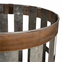 Glitzhome Farmhouse Slotted Galvanized Metal Storage Basket Set, Round with MDF Top (Set of 3) thumbnail 3