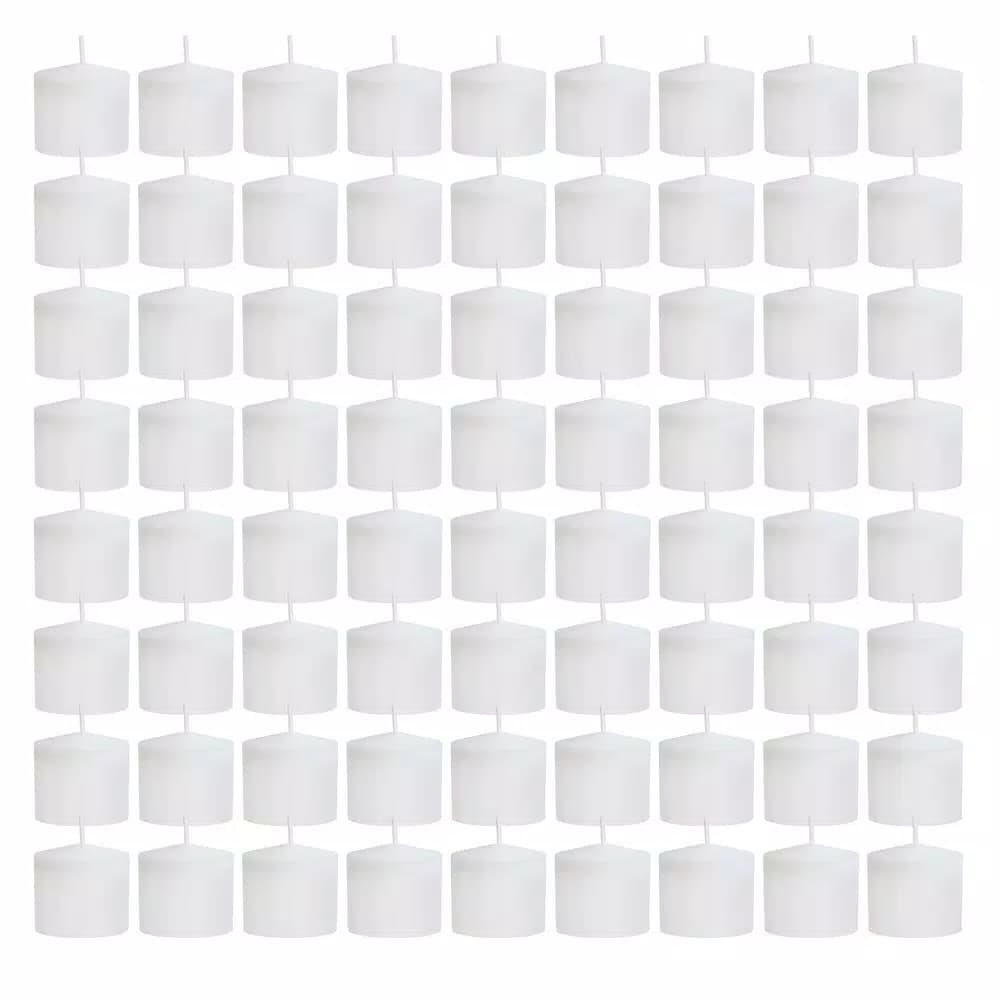 LUMABASE 72-Count White Unscented Votive Candles, 10-Hour Burn Time, Paraffin Wax