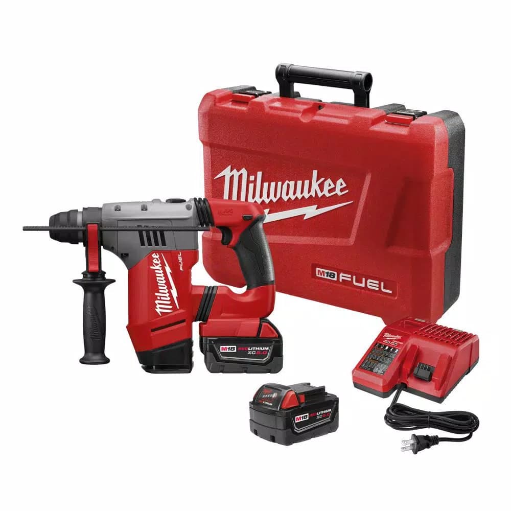 Milwaukee M18 FUEL 1-1/8 in. SDS-Plus Rotary Hammer Kit with (2) 5.0 Ah Batteries and Charger