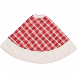 VHC Brands 21 in. Red Plaid Christmas Farmhouse Tree Skirt with Flannel Lining thumbnail 3