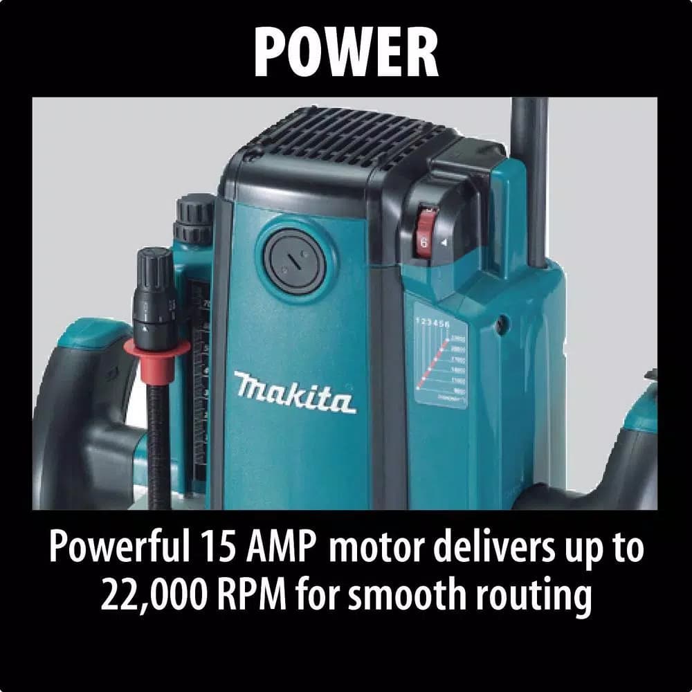 Makita RP1800 15-Amp 3-1/4 HP Corded Plunge Router, 22,000 RPM