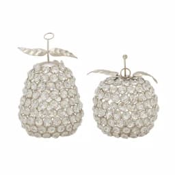 LITTON LANE 7 in. Silver Metal and Acrylic Rhinestone Apple and Pear Decor Set of 2 thumbnail 2