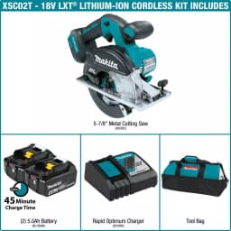 Makita 18V LXT Lithium-Ion Brushless 5-7/8" Metal Cutting Saw Kit with 2 5.0Ah Batteries and Charger thumbnail 2