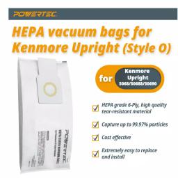 POWERTEC HEPA Replacement Vacuum Bags for Kenmore O-Style Upright Vacuums, 6-Ply Cloth (3-Pack) thumbnail 2