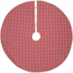 VHC Brands 48 in. Red Plaid Christmas Farmhouse Tree Skirt with Flannel Lining thumbnail 2