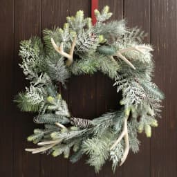 Glitzhome 24 in. Flocked Pinecone and Antler Artificial Christmas Wreath thumbnail 7
