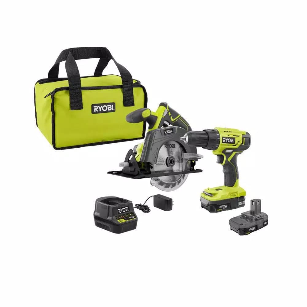 RYOBI 10 in. Sliding Compound Miter Saw, 18V Drill/Driver, and Circular Saw Combo Kit