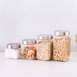 Unbranded 4-Piece Glass Canister Set with Brushed Stainless Steel Lids thumbnail 6