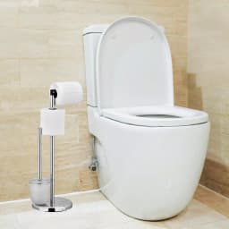Furinno Urinno Wayar Toilet Paper Holder with Brush Stand, Freestanding Chrome Silver thumbnail 2