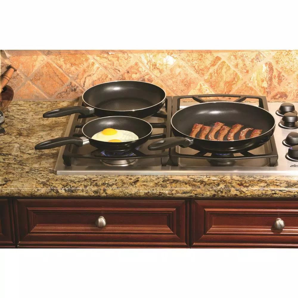 ExcelSteel Professional 12 in. Aluminum Nonstick Frying Pan with Induction Base, Black