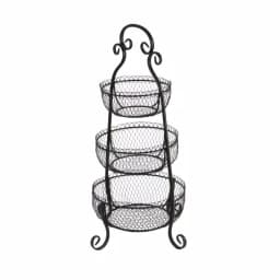 LITTON LANE New Traditional 3-Tier Black Wrought Iron Decorative Basket Tray Stand thumbnail 5
