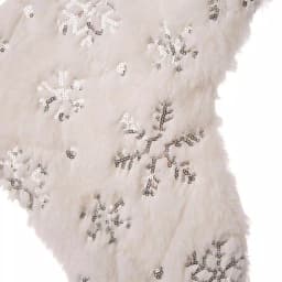 Glitzhome 21 in. White Plush Faux Fur Christmas Stocking with Silver Sequin Snowflake Embroidery thumbnail 2