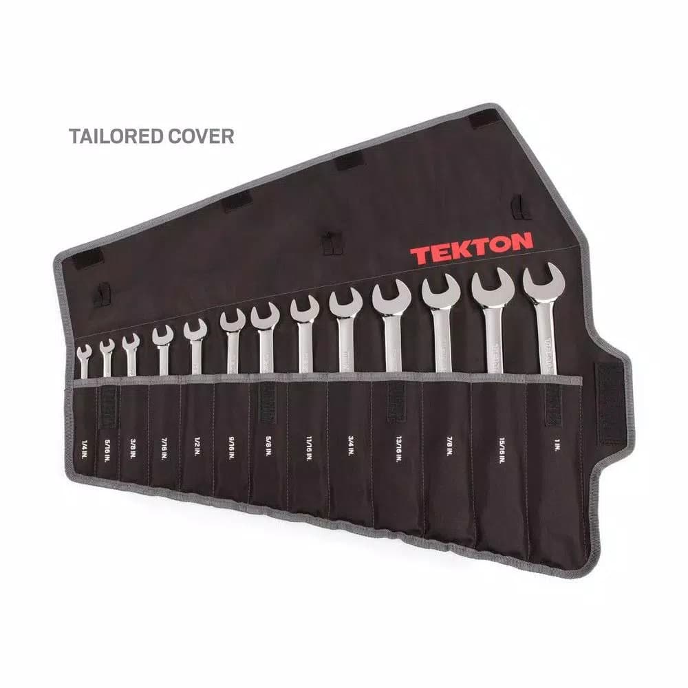 TEKTON 13-Piece Ratcheting Combination Wrench Set, 1/4 in. to 1 in., with Roll-Up Storage Pouch