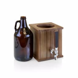 Picnic Time Growler Tap Beverage Dispenser with 64 oz. Amber Glass Growler and Acacia Wood Base thumbnail 3