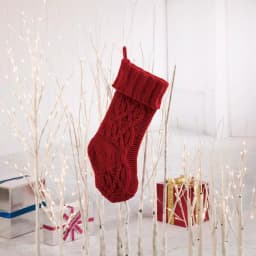 Glitzhome 22 in. Red Knitted Chenille Polyester Christmas Stocking thumbnail 6