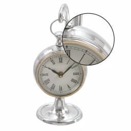 LITTON LANE Classic Aluminum Round Table Clock with Roman Numerals, 11 x 5 in. thumbnail 3