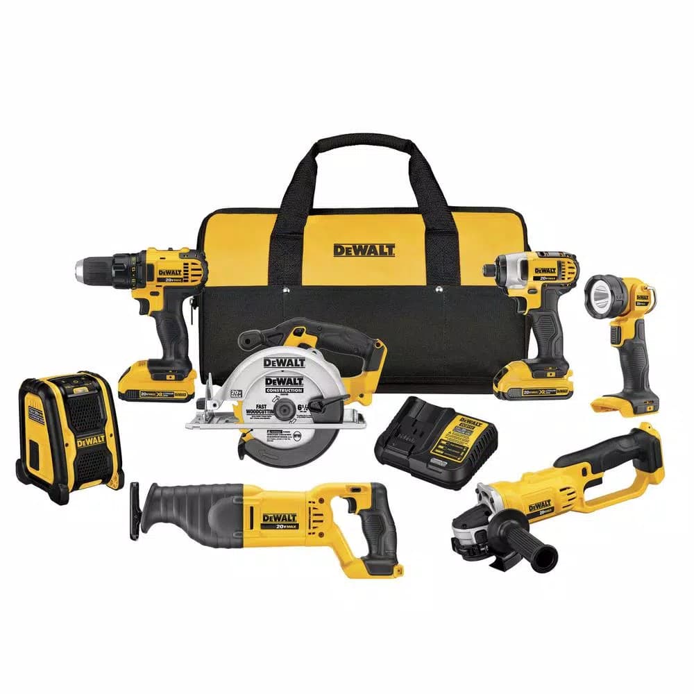 DEWALT 20V MAX Cordless 7-Tool Combo Kit with (2) 2.0 Ah Batteries & Charger