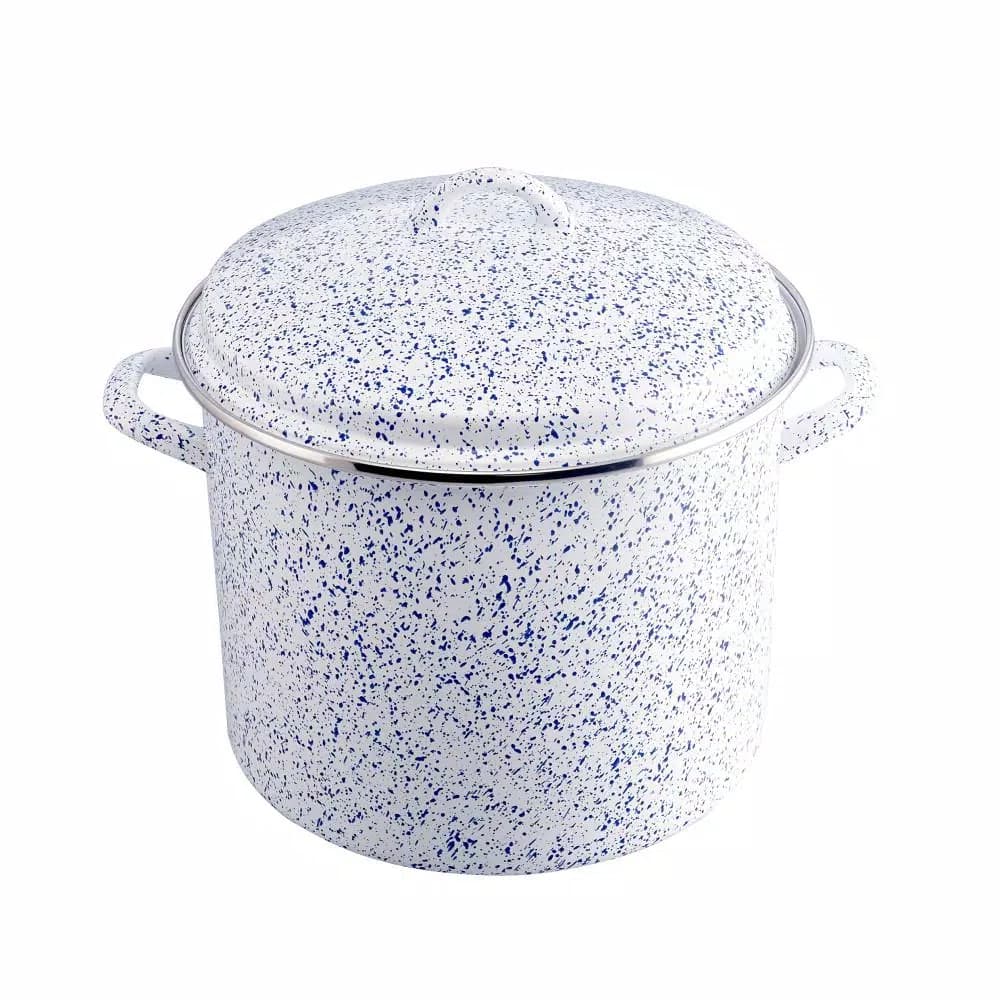 Paula Deen Enamel on Steel 12-Quart Stock Pot with Lid, White