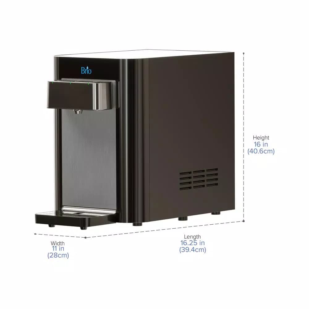 Brio Tri-Temp 2-Stage Countertop Bottleless Water Cooler with UV Self-Cleaning, Black