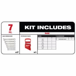 Milwaukee 7-Piece SAE Combination Wrench Set with Max Bite Open-End Grip thumbnail 2