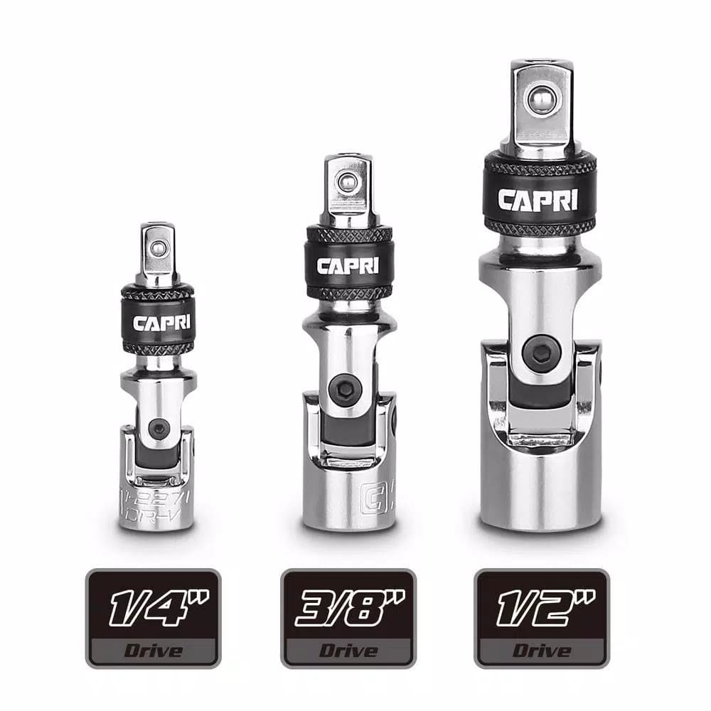 Capri Tools Quick Release Universal Joint Set, 3-Piece Chrome Vanadium Steel