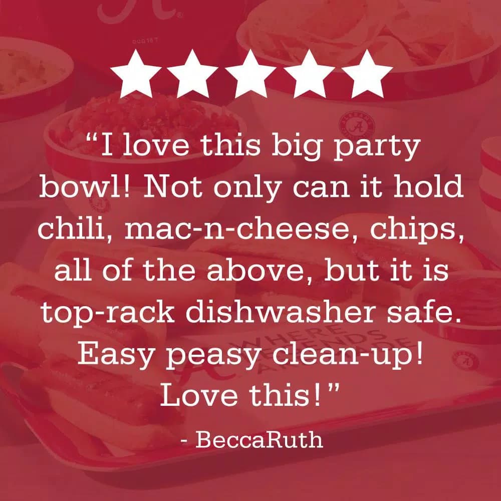 College Kitchen Collection University of Alabama Big Party Bowl, 4.75-Quart, Crimson Red