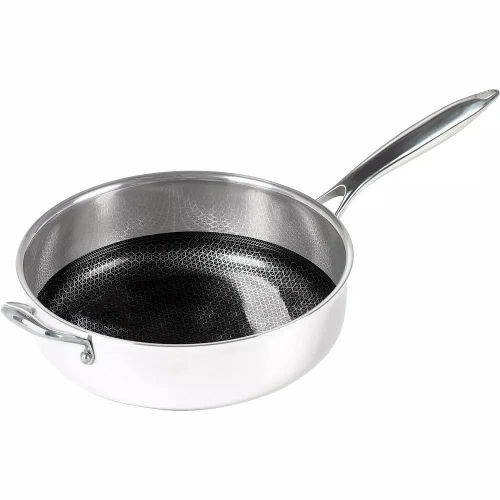 Black Cube 4.5 qt. Stainless Steel Hybrid Nonstick Saute Pan with Glass Lid