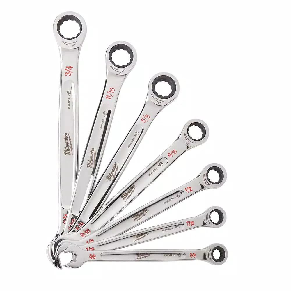 Milwaukee 7-Piece SAE Ratcheting Combination Wrench Set