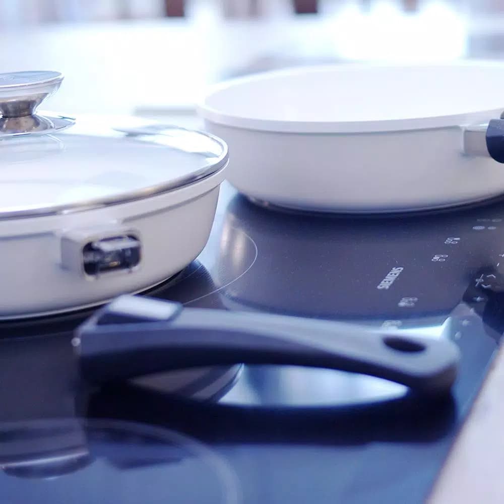 Berndes Vario Click Pearl 6 Qt. Cast Aluminum Ceramic Nonstick Saute Pan, White