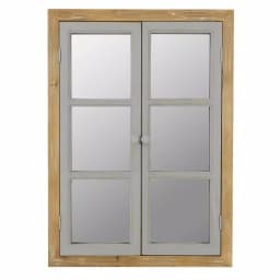 Aspire Home Accents Pueblo Distressed Wood Windowpane Accent Mirror - Medium Brown & Blue-Gray thumbnail 2