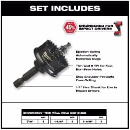 Milwaukee Shockwave Impact Duty Thin Wall Hole Saw Kit, 3-Piece Set thumbnail 2