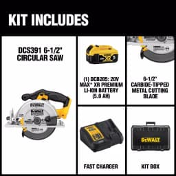 DEWALT DCS391P1 20V MAX Cordless 6-1/2 in. Circular Saw Kit with 5.0 Ah Battery and Charger thumbnail 2
