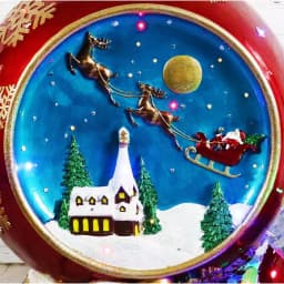 Fraser Hill Farm 34.5 in. Musical Santa and Flying Sleigh Ornament with LED Lights, Red thumbnail 4